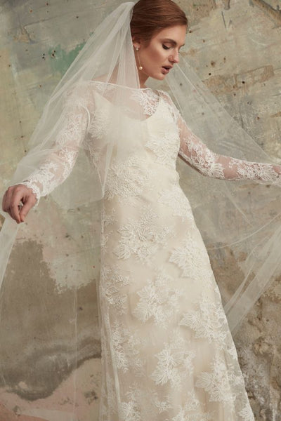 Wedding dress with lace sleeves - Margot