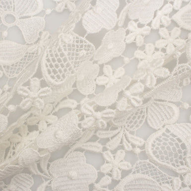 Grey 3D Floral Guipure Lace