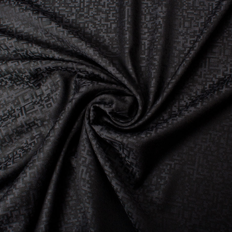 Black Jacquard Wool & Silk Suiting