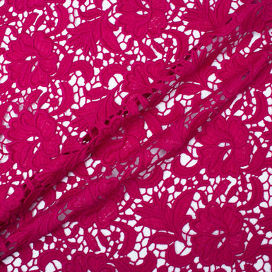 Fuchsia pink lace - Guipure lace - lace fabric from