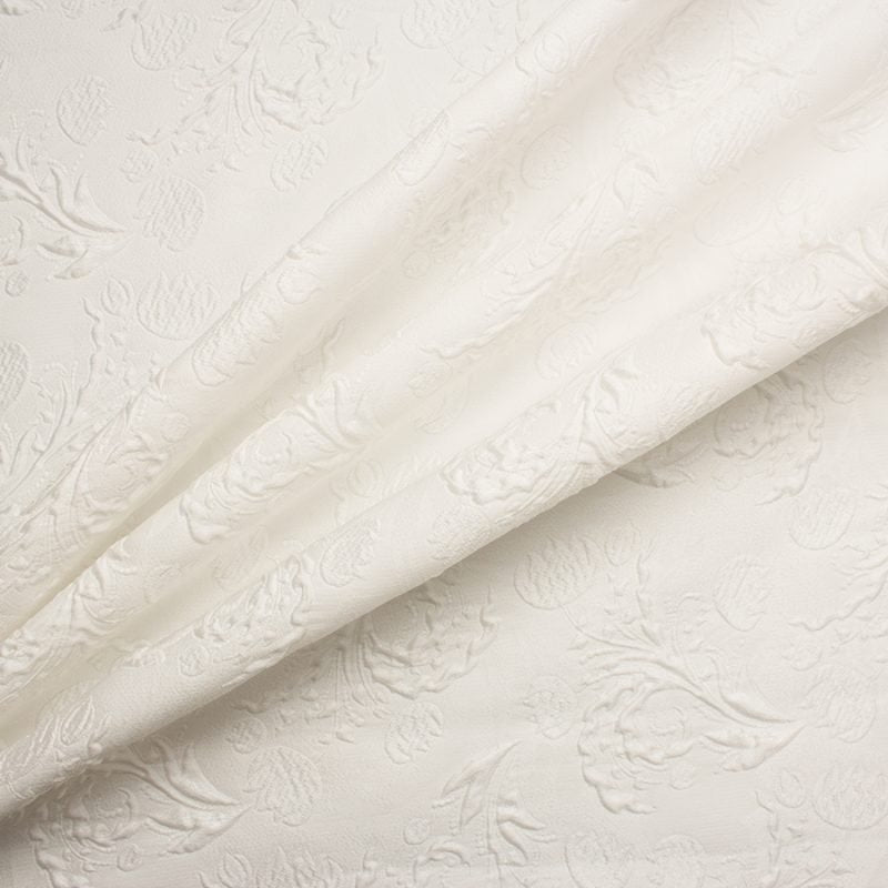 White Floral Metallic Silk Cloqué