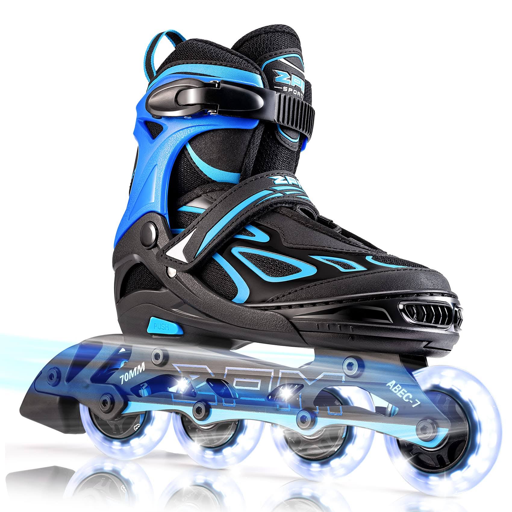 2PM Sports Cytia Pink Girls Adjustable Illuminating Inline Skates with Light Up Wheels, Fun Flashing Beginner Roller Skates for Kids