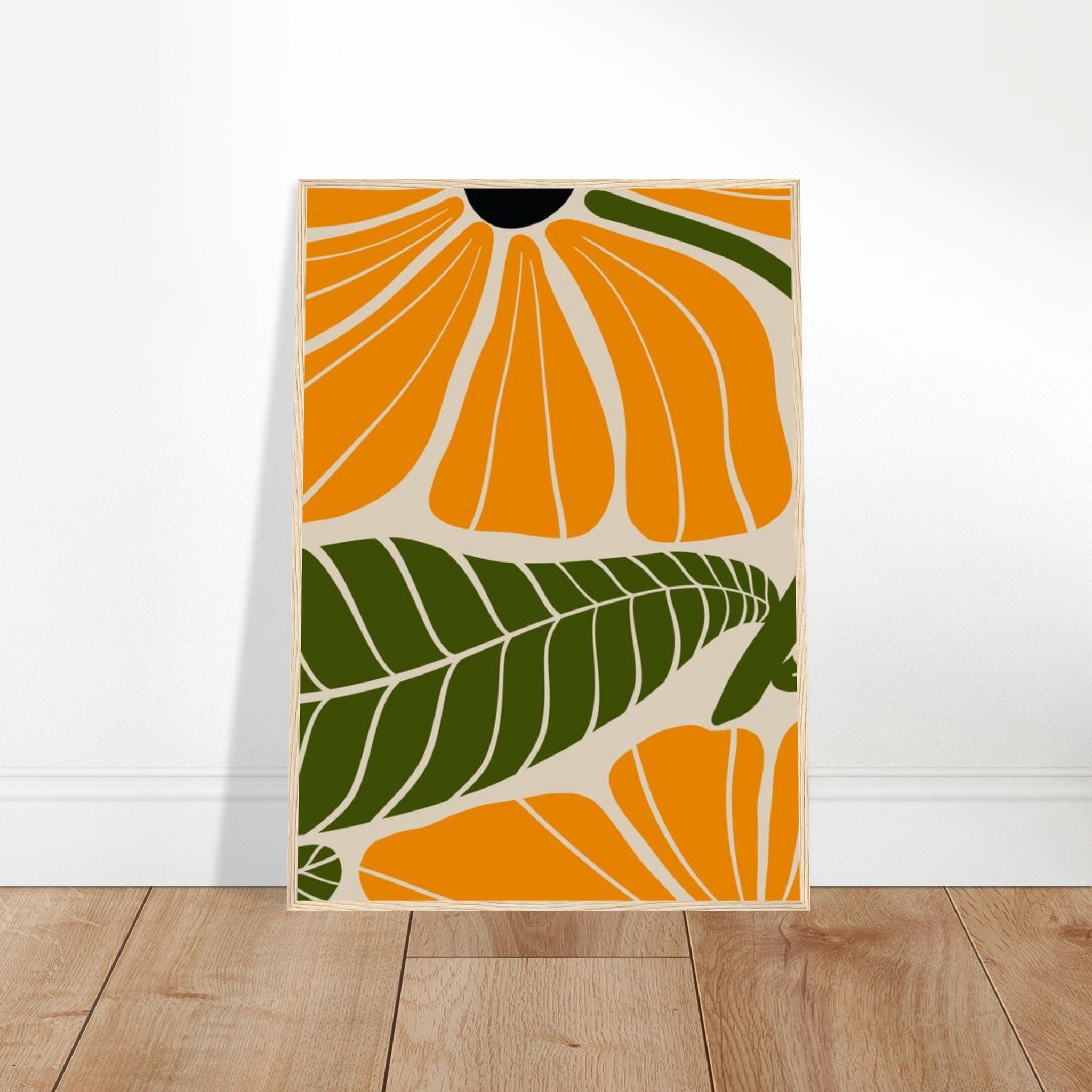 Retro Orange Flowers Framed Poster - Mid Century Modern Botanical Wall Art - Picture 8 of 10