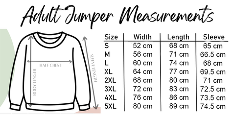Jumper (sweater) measurements