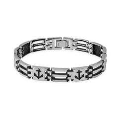 Mariner's Legacy: Oxidized Silver Anchor Bracelet for Men