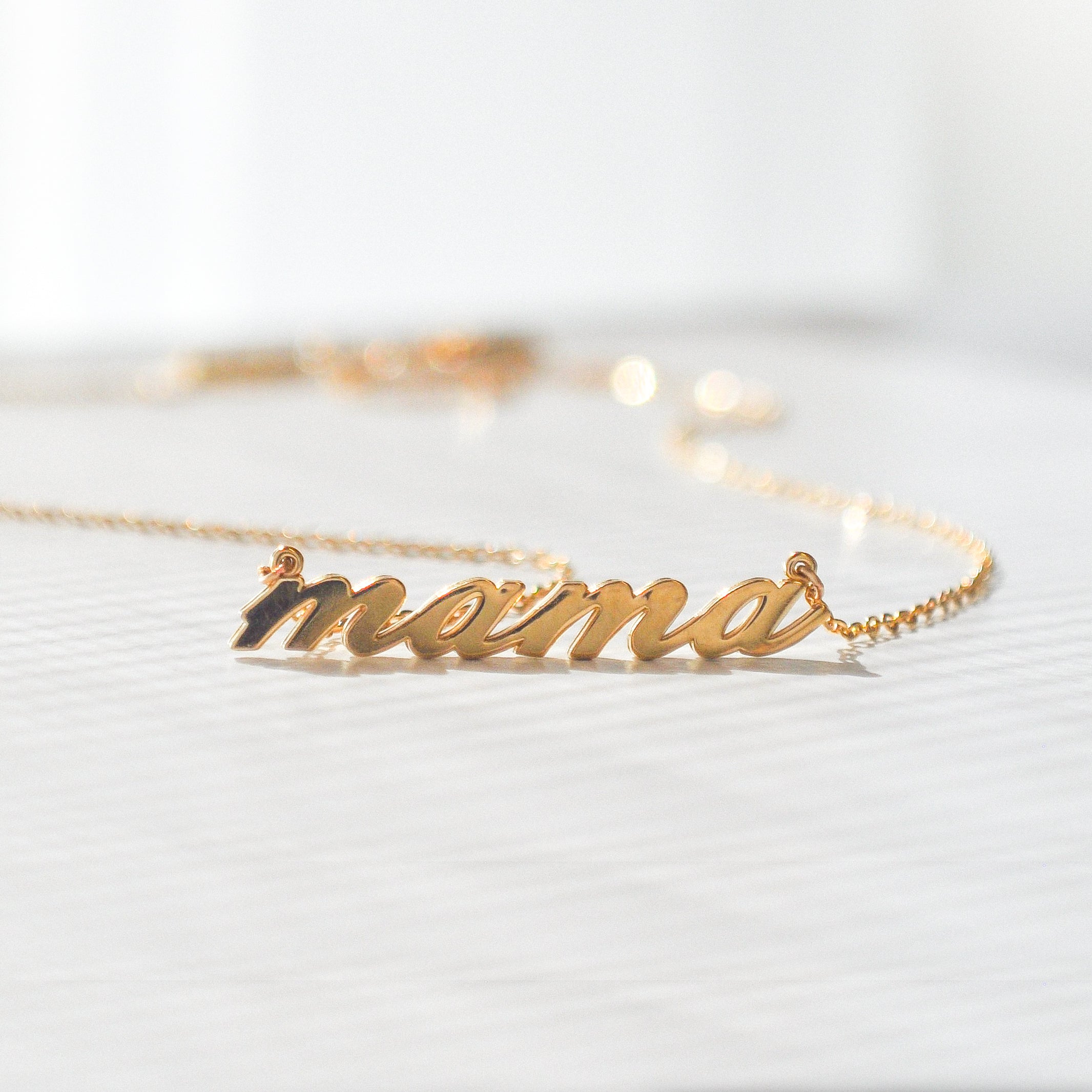 14k Fine Mama Script Necklace