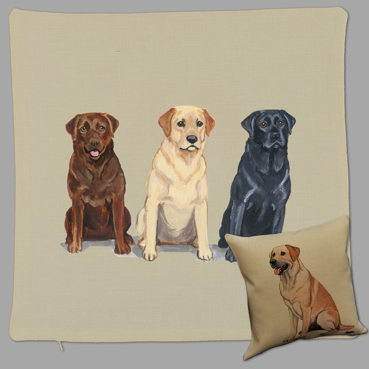 Chocolate lab with heart decorative pillow