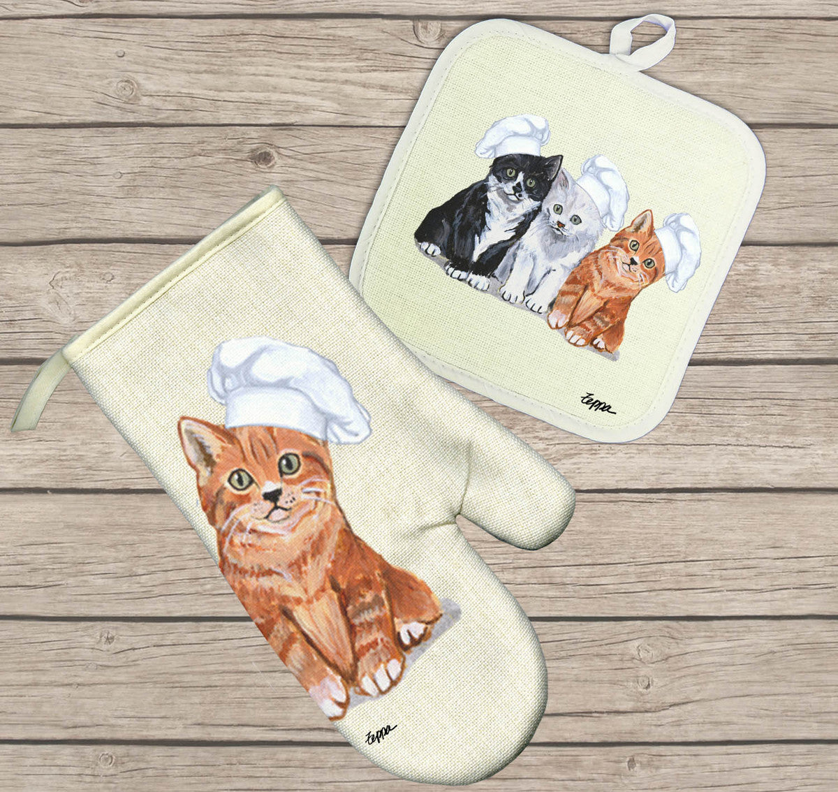 Cartoon Disco Rock Cat Girl Oven Mitts And Pot Holders Sets Baking