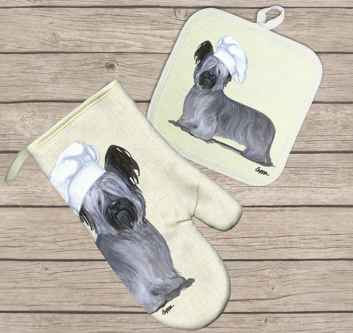 Brittany Oven Mitt and Pot Holder Set – Zeppa Studios