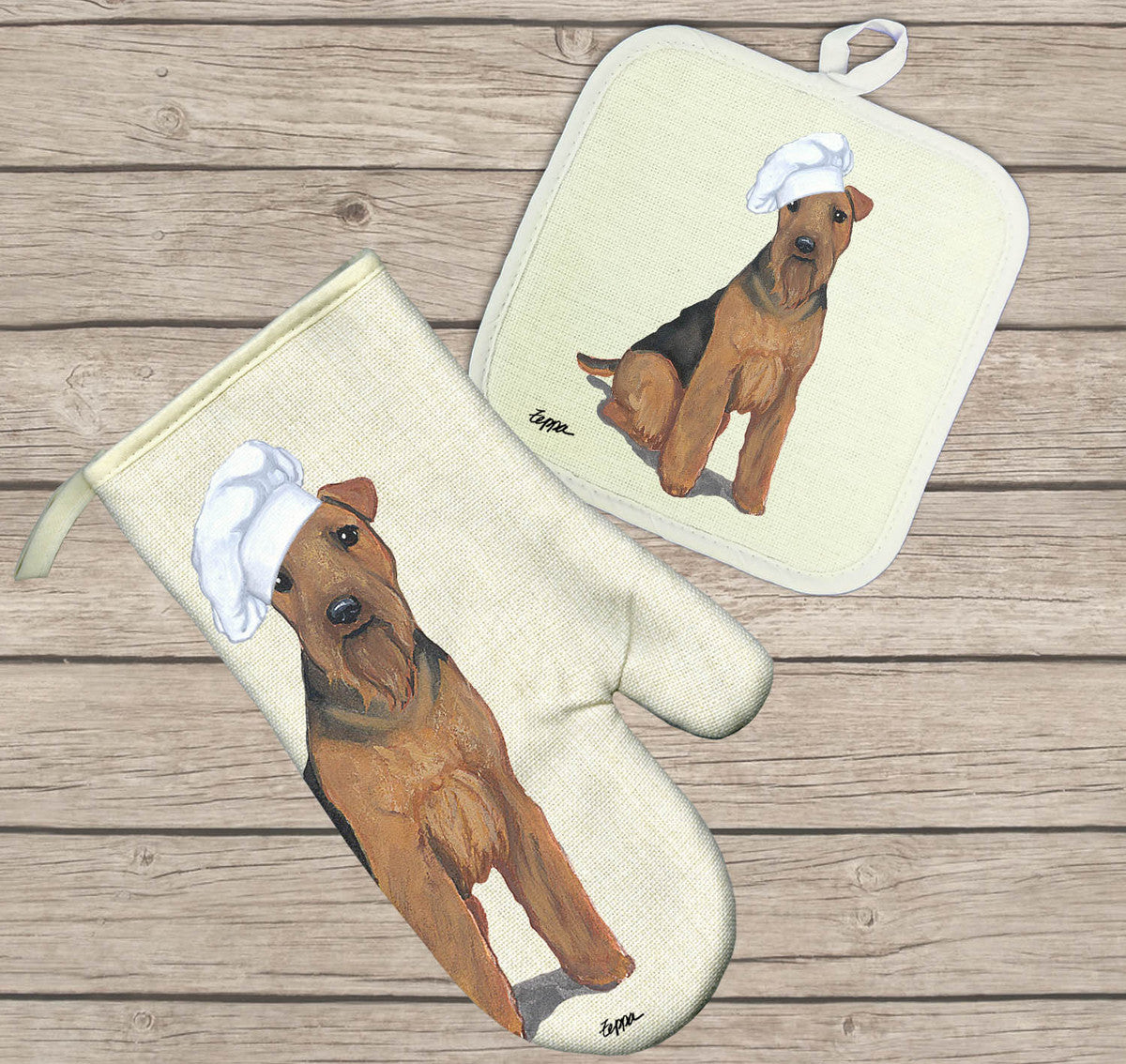 Infinite German Shepherd Love Oven Mitten Glove and Pot Holder Set