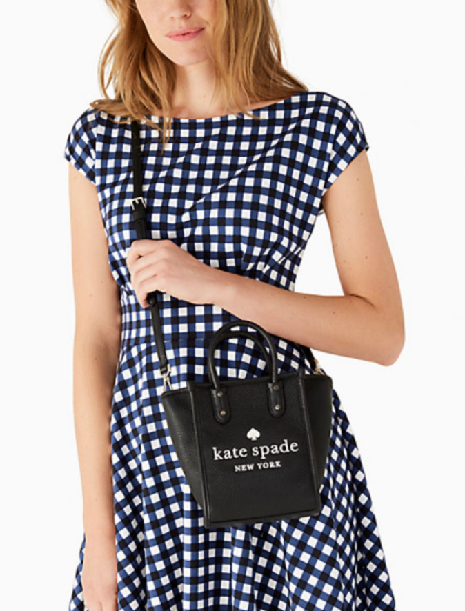 Kate Spade Ella Gingham Blazer Oversized Shoulder Tote Bag Purse