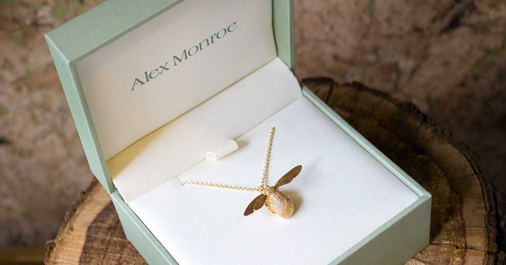 Alex Monroe Jewelry Box Recycled Paper Organic Bamboo Padding
