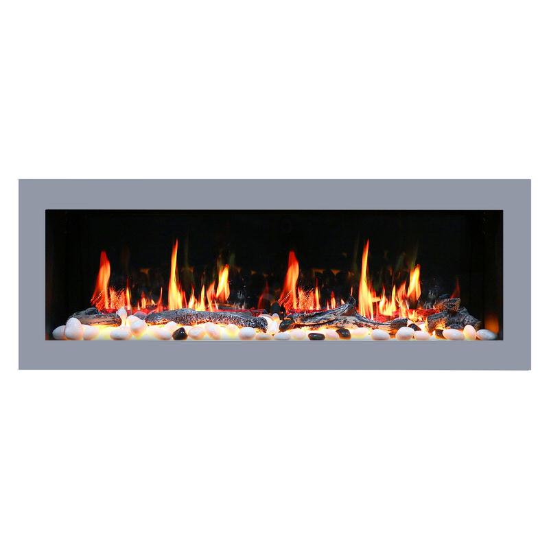 litedeer homes gloria ii 58-inch smart electric fireplace in silver with logs and rocks zef58vs from home luxury usa