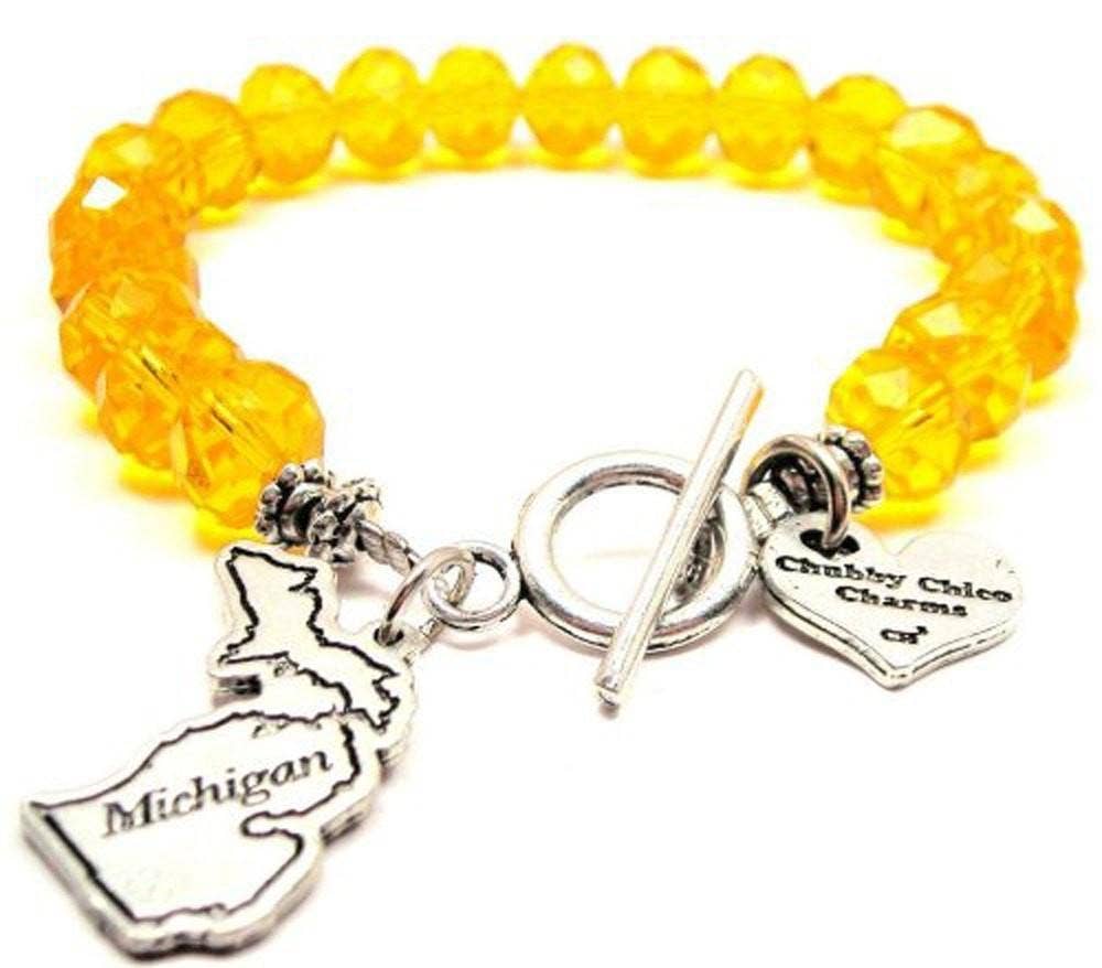 Michigan Crystal Beaded Bracelet