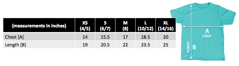 kids t shirt size chart