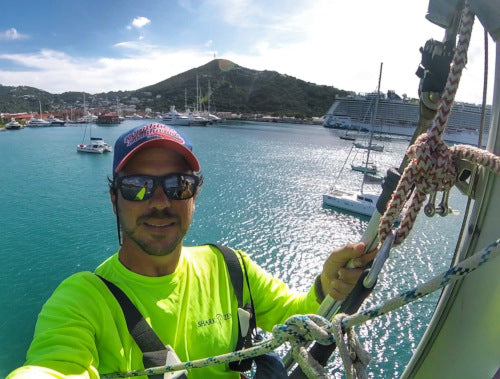 sailing shirt with uv protection working on sailboat