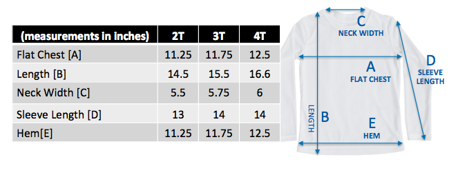 kid size chart shirt