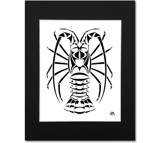 Spiny Lobster Art Print Black White Florida Lobster Wall Art Shark Zen