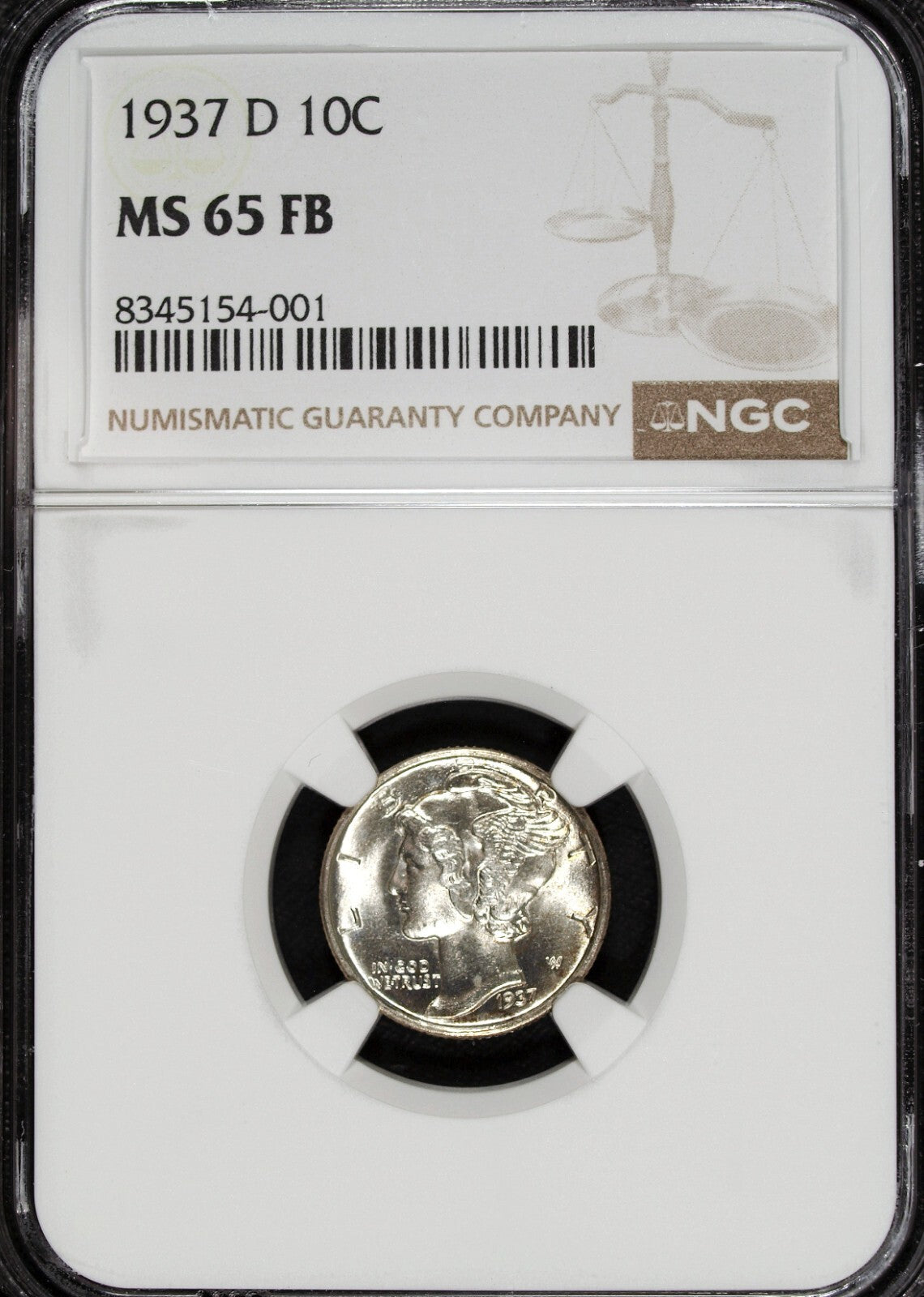 1937 D NGC MS 65 FB Mercury Silver Dime ☆☆ Great For Sets ☆☆ 001