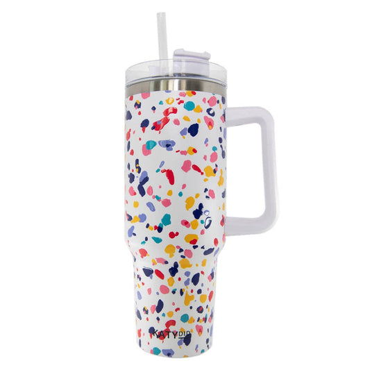 Katydid Groovy Flowers 40 oz. Tumbler Cup with Handle