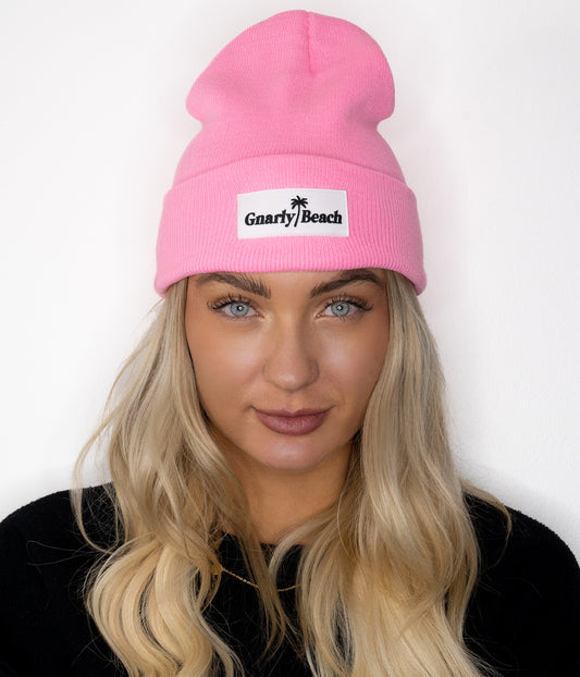 Pink Clay Foldover Beanie