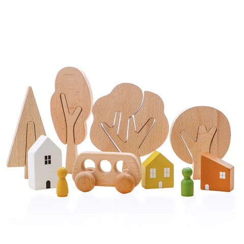 Juego de árbol de madera Montessori