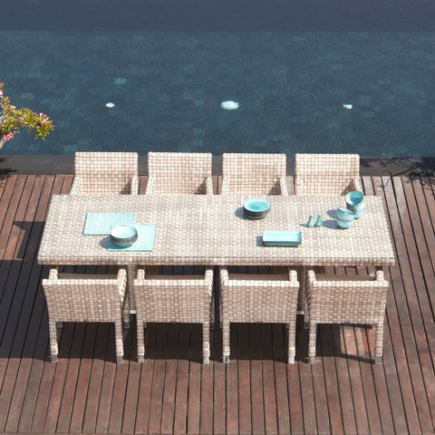 Pacific and Metz 8 Seat Dining Set poolside