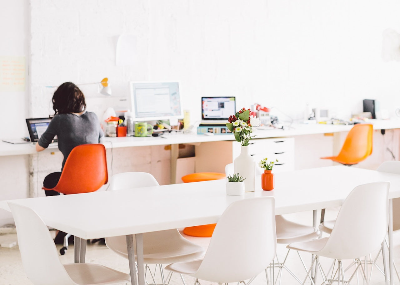 All white workspace