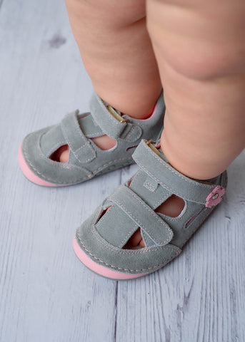 Barefoot FLIP gris for toddler girls, wide cut