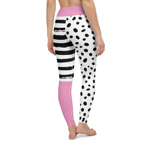 Yoga Leggings - Pink Dots & Stripes
