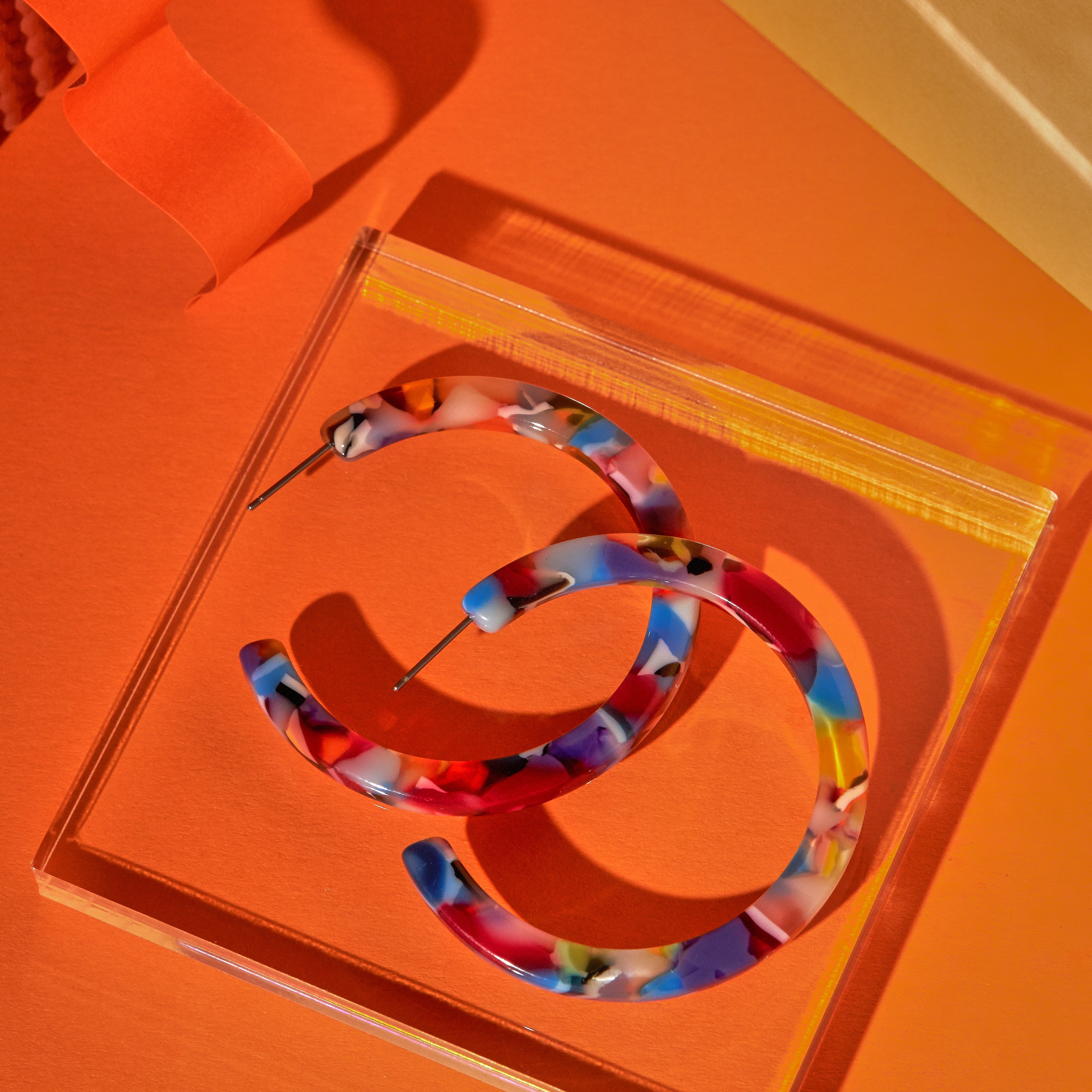 SALE - Confetti Lucite Hoops