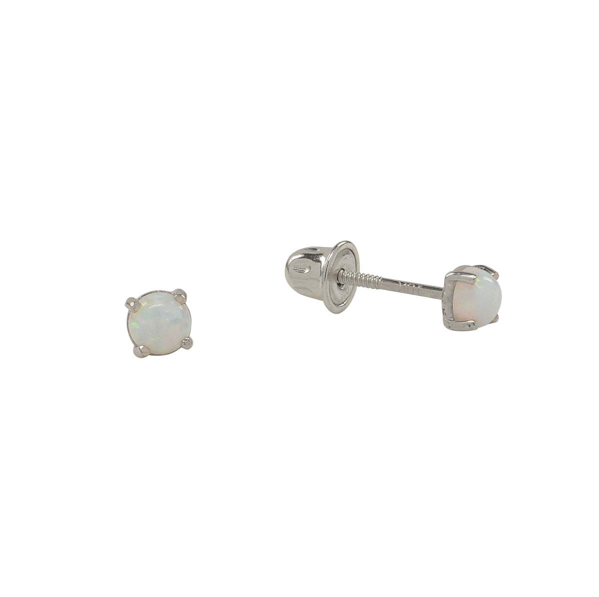 10k Solid Gold Opal Studs - Earrings - White Gold - White Gold - Azil Boutique