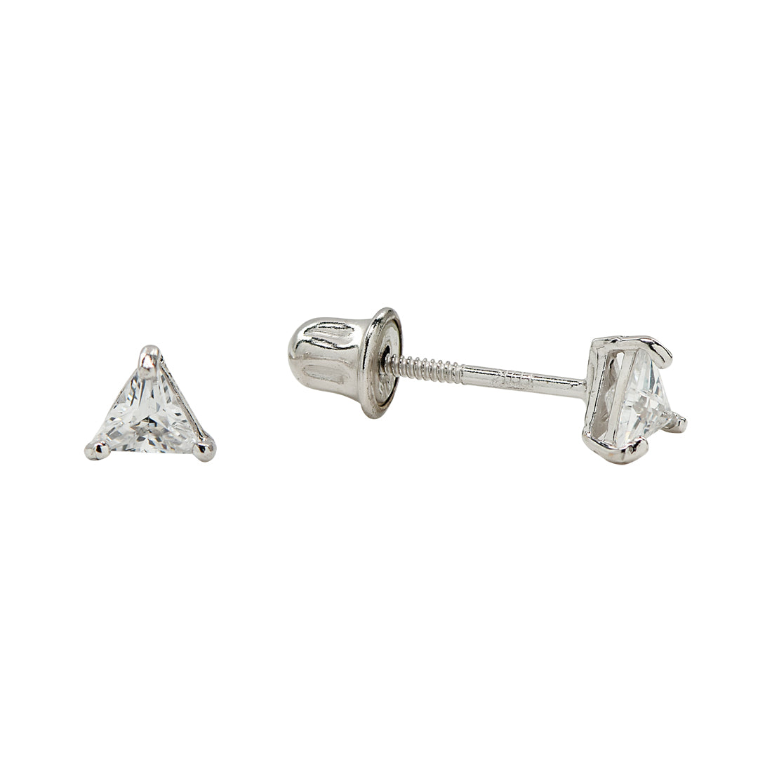 SALE - 10k Solid Gold Single CZ Triangle Prong Studs