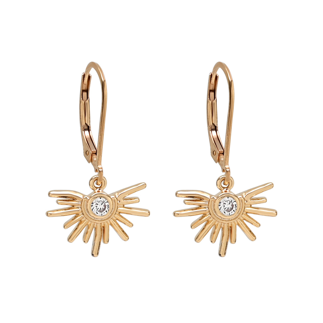 CZ Starburst Leverback Earrings