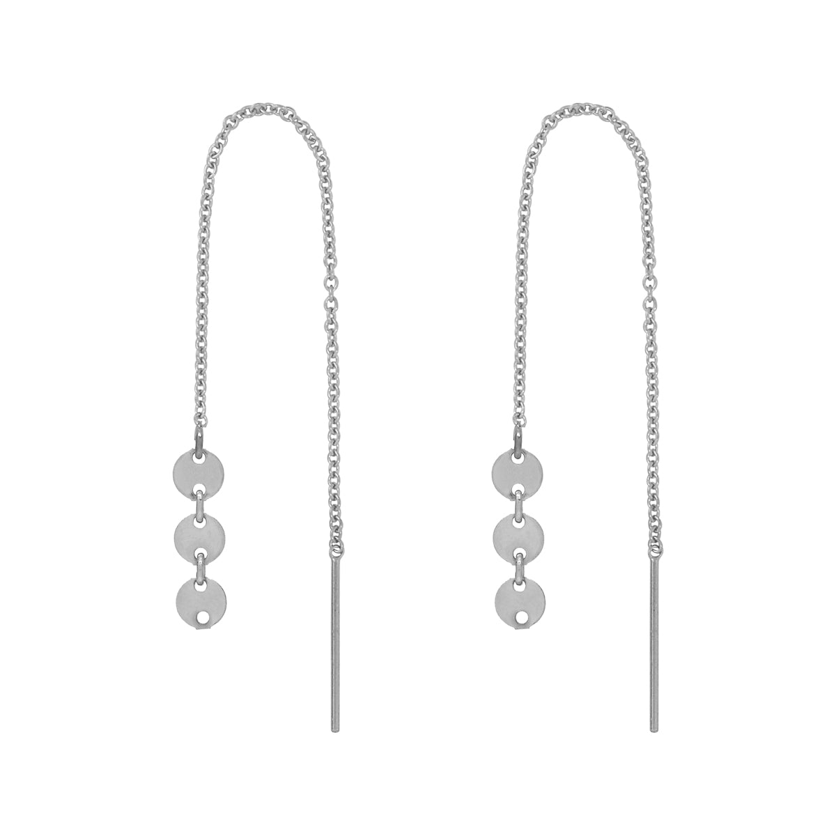 Geometric Ear Threaders (more shapes) - Earrings - 3 Discs - 3 Discs / Silver - Azil Boutique