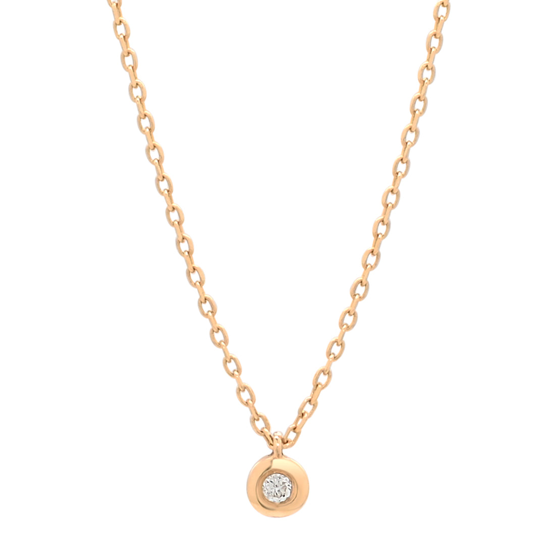 14K Solid Gold Tiny Diamond Bezel Necklace