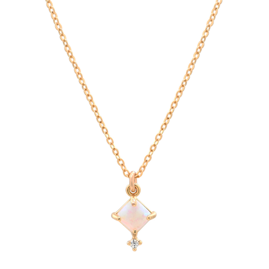 Square Prong Opal CZ Necklace