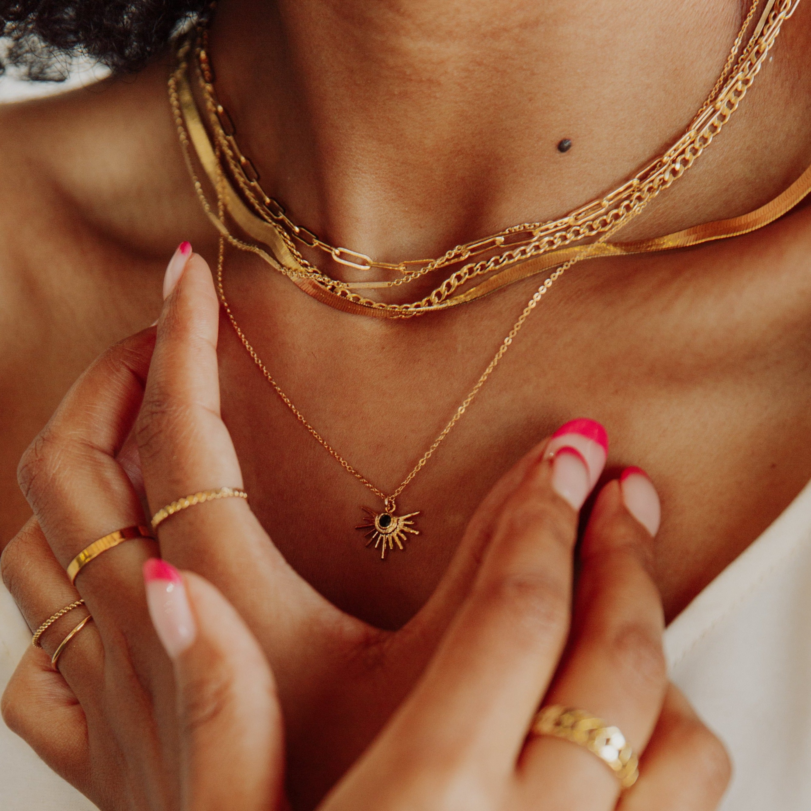 Black CZ Starburst Necklace