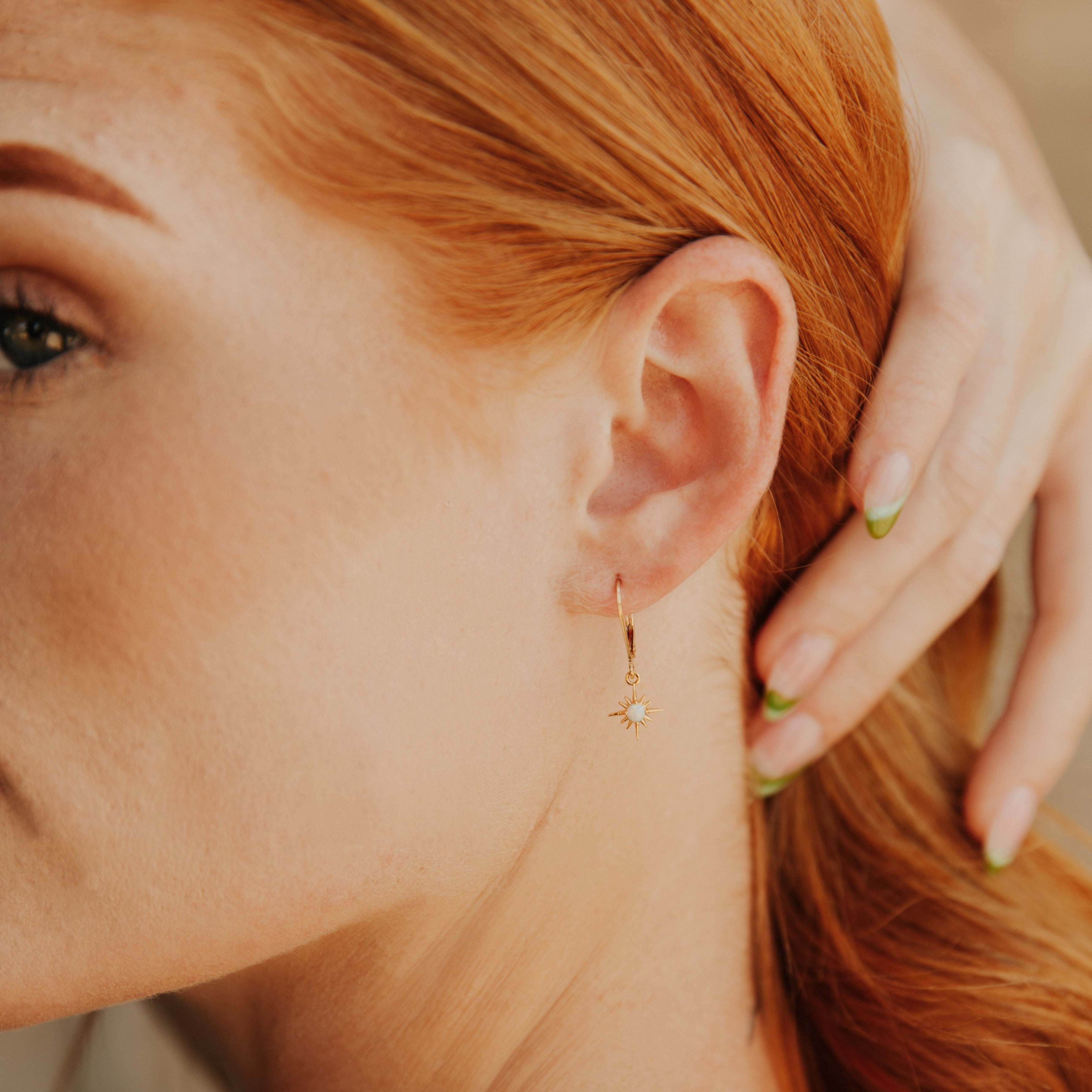 Opal Sun Ray Leverback Earrings