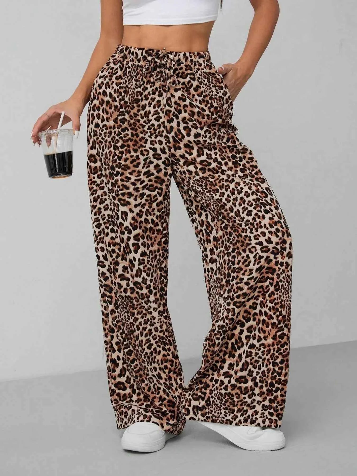 Leopard Print Wide Leg Pants
