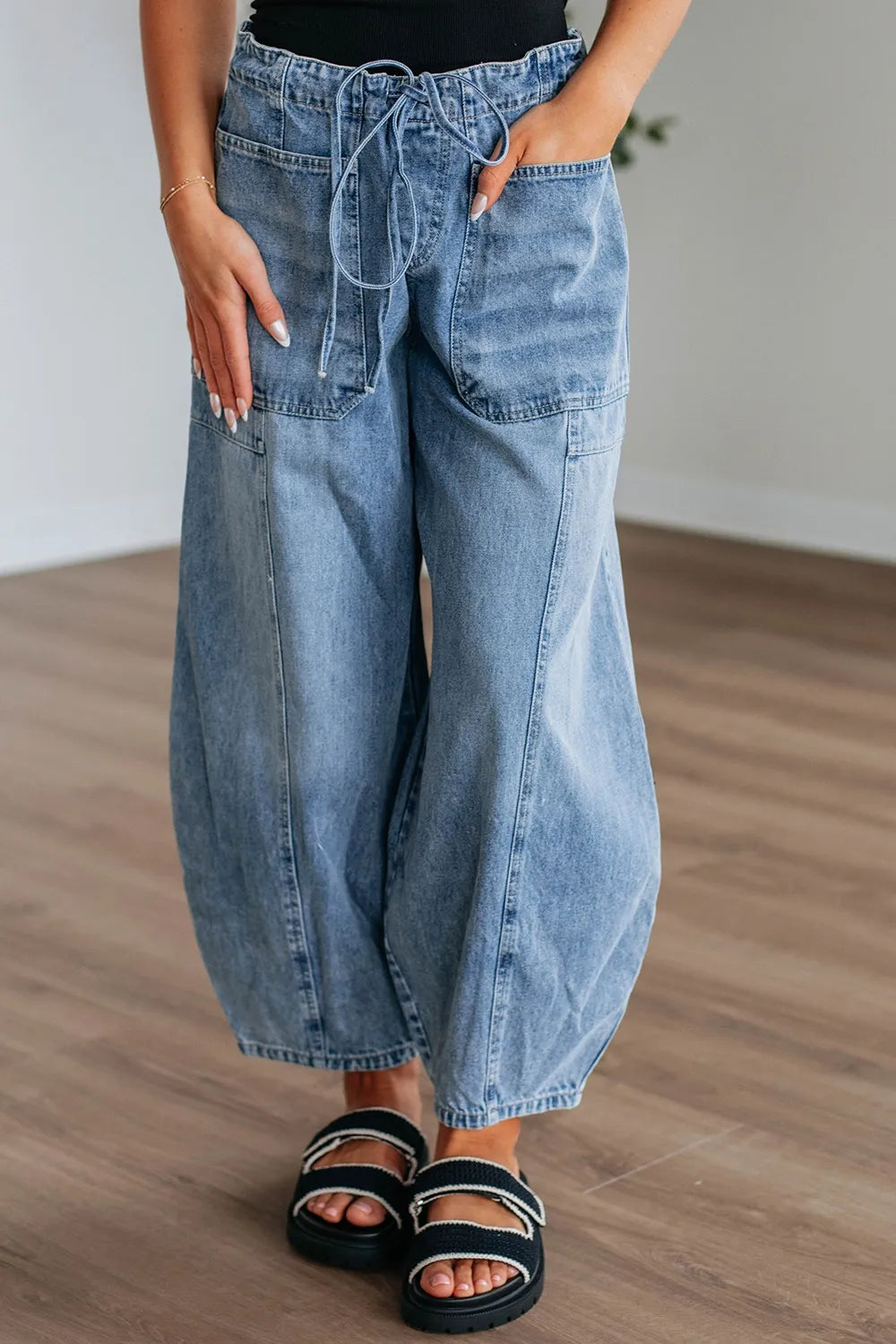 Wide Leg Drawstring Jeans.