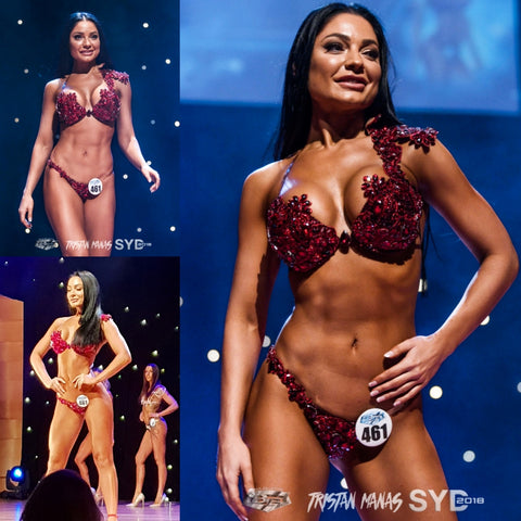 Red WBFF Couture Competition Bikini Sydney 2018