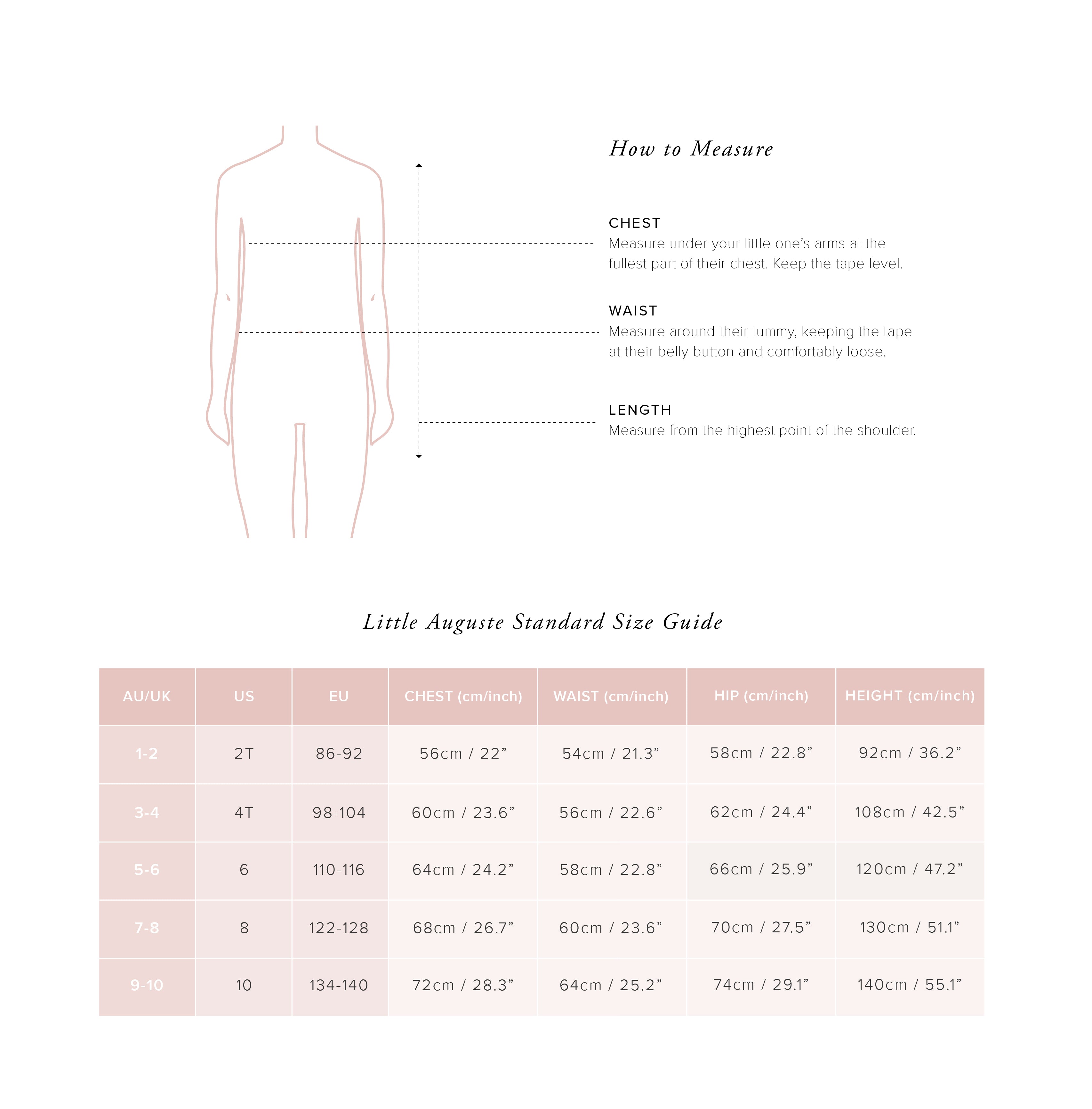 Little Auguste Size Guide - Little Tops