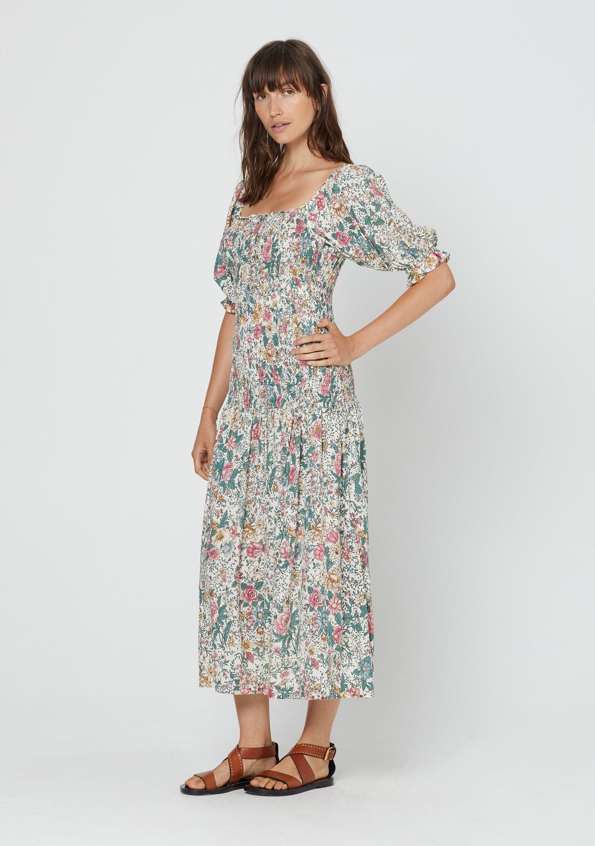 Spring Rose Abigail Midi Dress Natural | Auguste The Label