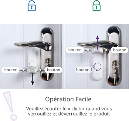 Qian 2 Packs Porte Levier Serrure Poignées de Sécurité Preuves Portes Bébé  Sécurité Pour Enfants