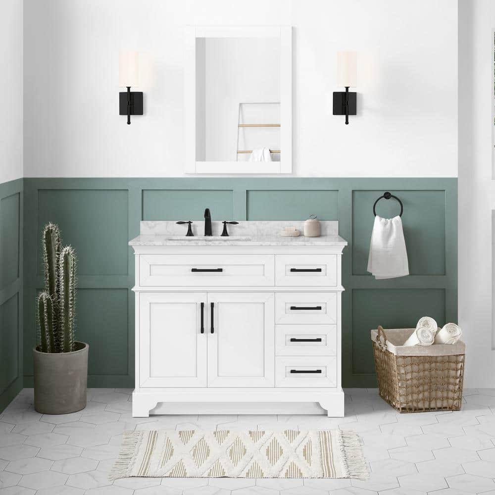 Cherrydale 42 In. W X 22 In. D X 34 In. H Single Sink Bath Vanity In Almond Latte With White Engineered Marble Top
