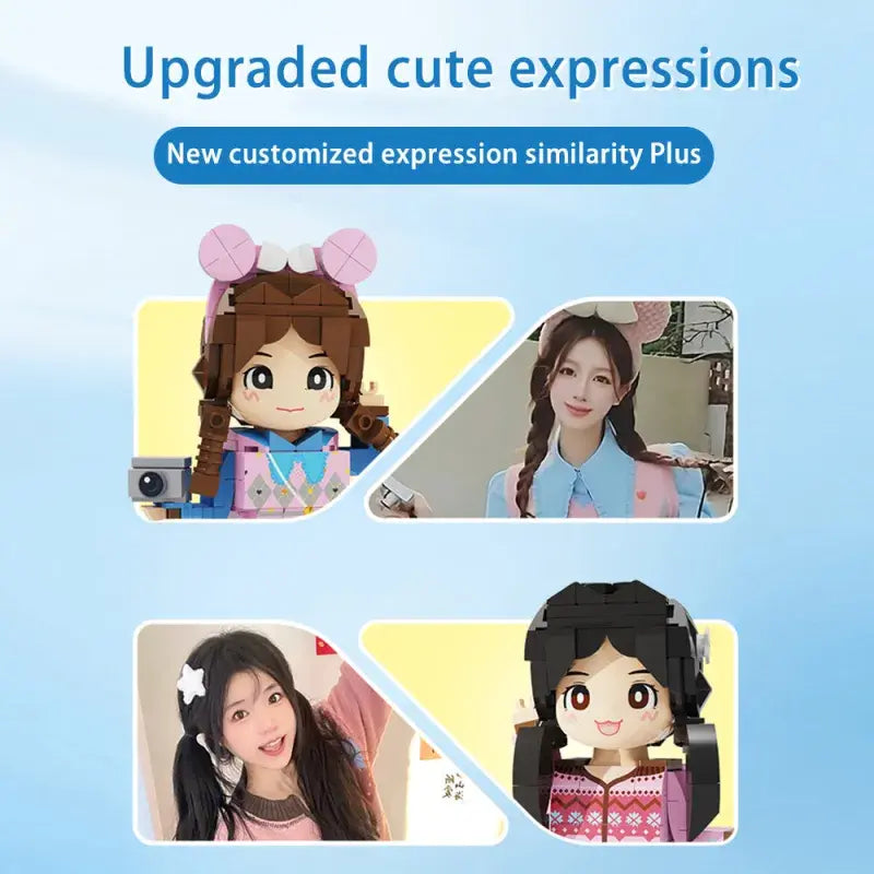 Detailed view of custom Duddu Brick Figure facial features