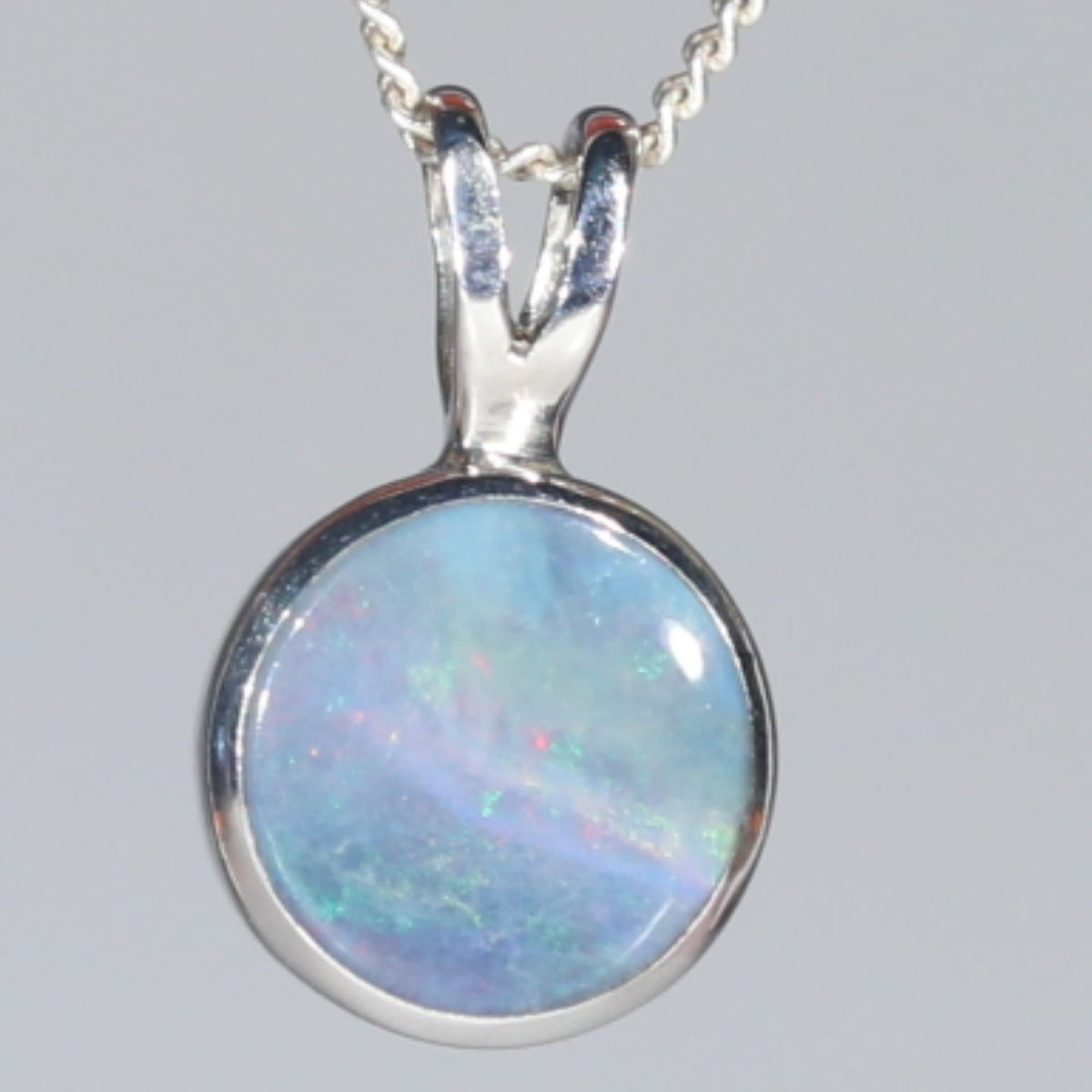 Natural Australian Opal Pendant- Silver- Boulder Opal