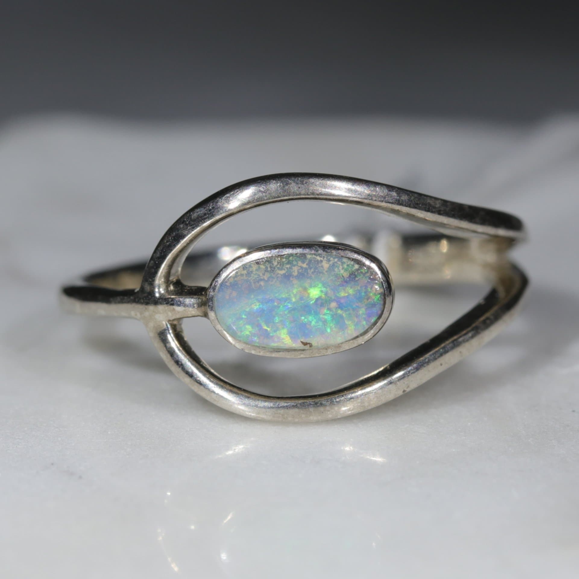 Natural Australian Opal Silver Ring - Size 7.75 – Australian Opal Shop