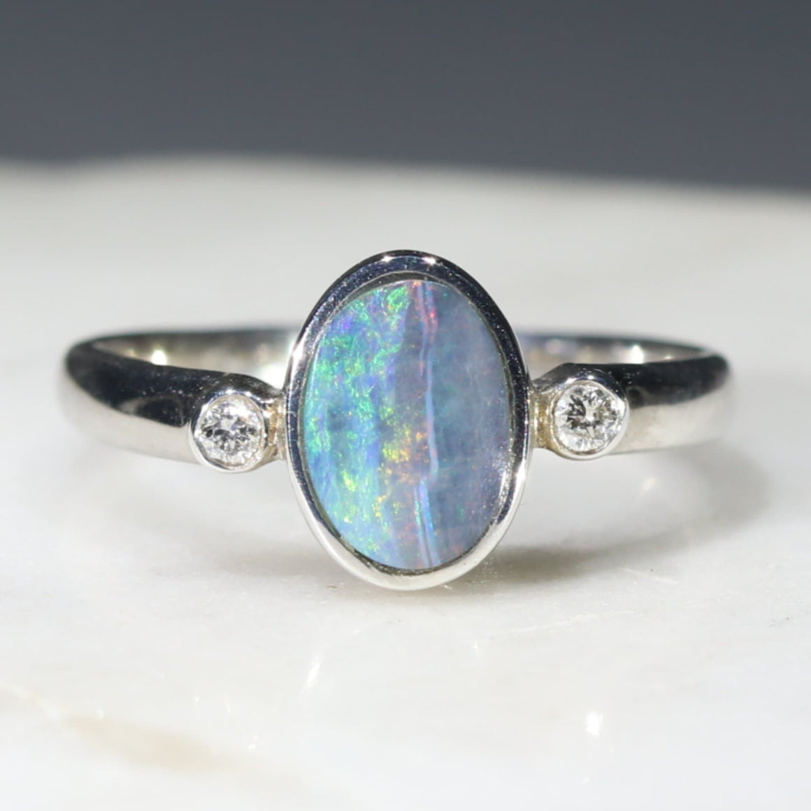 Real Australian Opal Silver Rings